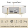 Vynxaria Modern Luxury Oval Fluted Coffee Table, Marble-patterned Top Coffee Table with 2 Cabinets, Metal Legs and Handles for Living Room, White - 4 of 4