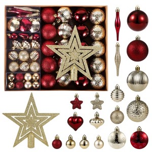 COZONY 72 Pcs Christmas Ball Ornaments, 2.36 Inch Shatterproof Baubles for Tree & Holiday Decor - 1 of 4