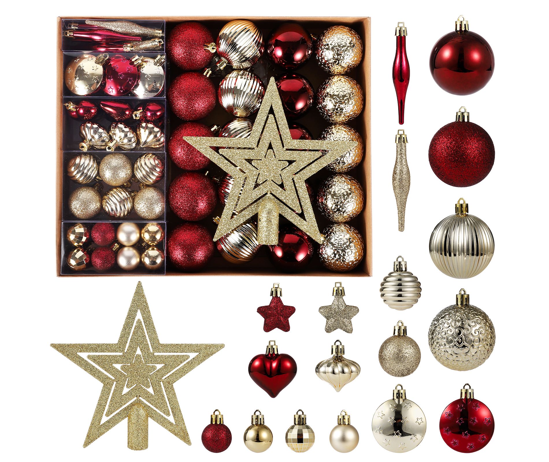 72Pcs Christmas Balls Ornaments Set, Funny Christmas Tree Decorations for Xmas Tree Hanging Shatterproof Baubles for Home Holiday Wedding Party Decor