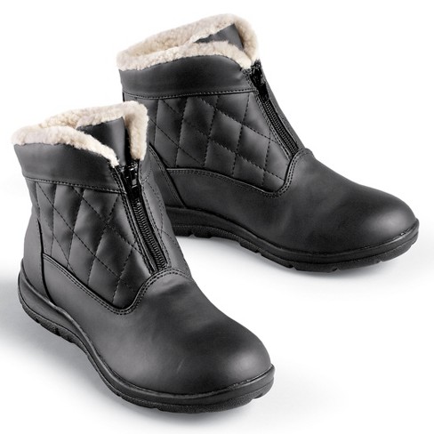 Collections Etc Extra Wide Width Classic Quilted Front Zip Ankle Boots ...