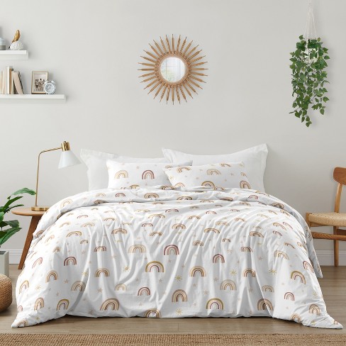 Sweet Jojo Designs Full/Queen Comforter Bedding Set Boho Rainbow Pink Tan and Yellow 3 pc - image 1 of 4