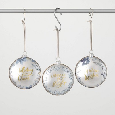 4.5"H Sullivans Christmas Text Ball Ornaments Set of 3  Multicolor