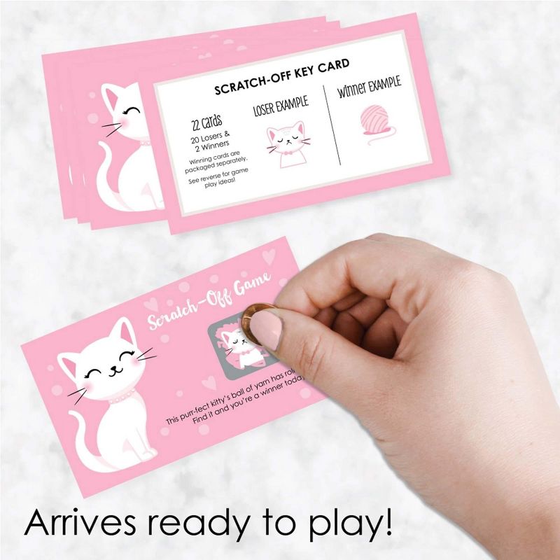 Big Dot of Happiness Purr-fect Kitty Cat - Kitten Meow Baby Shower or Birthday Party Game Scratch Off Cards - 22 Count, 2 of 7