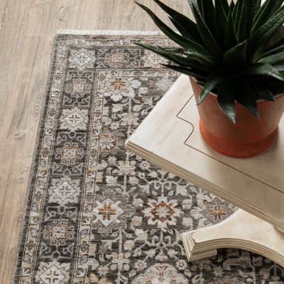 Ivory Floral Motif Hand-Knotted Synthetic Accent Rug