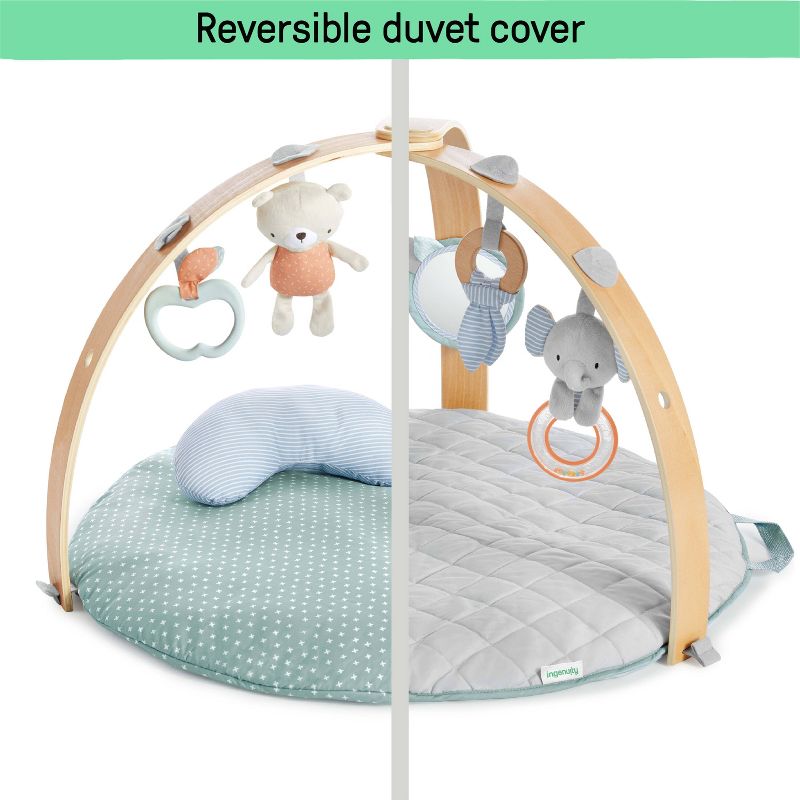 Ingenuity Cozy Spot Reversible Duvet Activity Gym with Wooden Toy Bar, 4 of 23