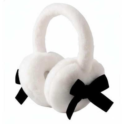 FAAYFIAN Foldable Faux Fur Ear Muffs with Bow for Winter Women Warm Fuzzy Earmuffs Outdoor Ear Warmer