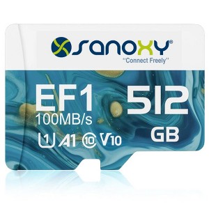 SANOXY 512GB Micro SD Memory Card – 100MB/s Speed, 4K Video Recording, UHS-I Compatible - 1 of 4