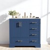 Mshliw 36" Traditional Bathroom Vanity with Ceramic Sink, Solid Wood Frame, Freestanding Cabinet with 2 Soft Close Doors and 4 Storage Drawers - 2 of 4