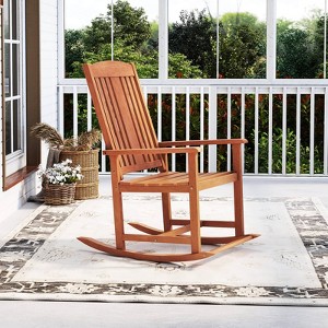 Costway 1/2 PCS Outdoor Rocking Chair with Slatted Seat Wide Armrests and Footrest for Patio - 1 of 4