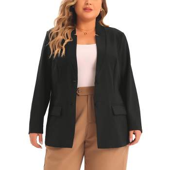 Agnes Orinda Women's Plus Size Business Button Long Sleeve Office Work Suit Jackets
