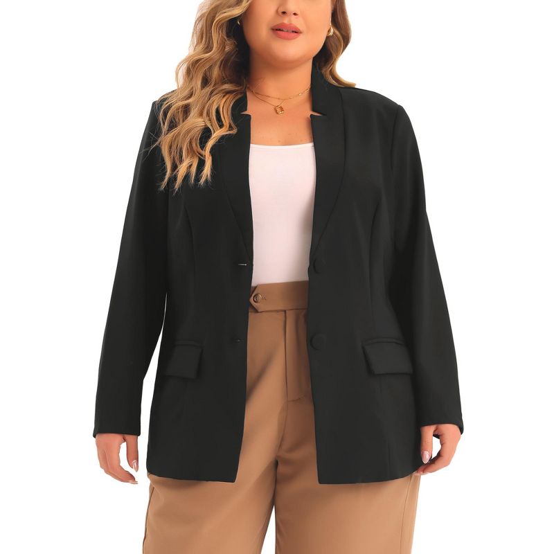 Agnes Orinda Women's Plus Size Business Button Long Sleeve Office Work Suit Jackets, 1 of 6