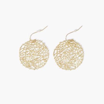 Sanctuary Project Statement Circle Weaved Pendant Earrings Gold