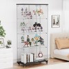 Okak Display Cabinet, 4 Tier Storage Cabinet with 2 Doors and Wheels, Freestanding Cabinet for Living Room, Hallway and Office, Black - 3 of 4