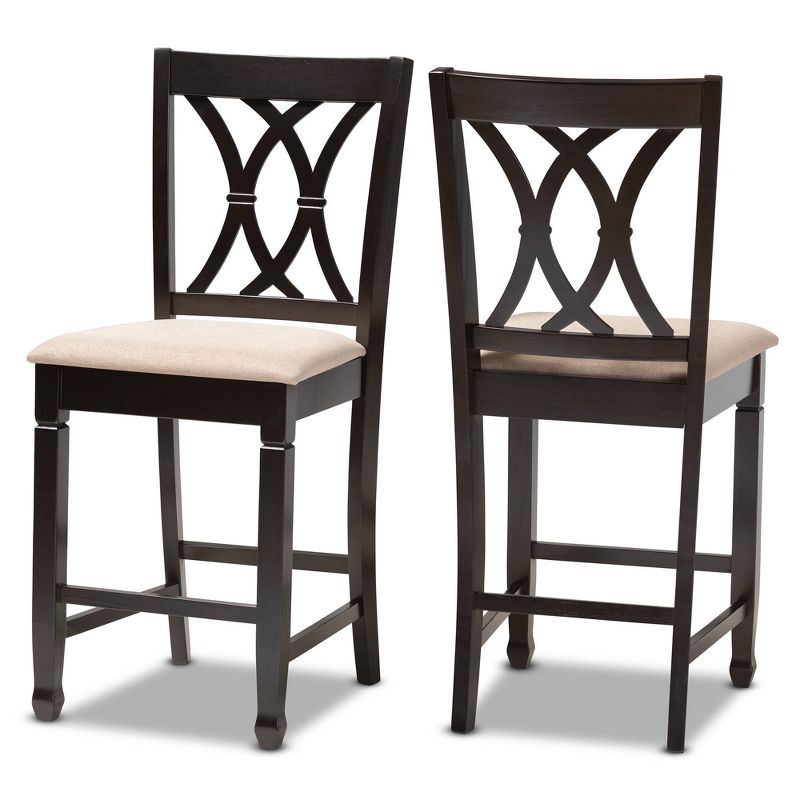 2pc Reneau Finished Wood Counter Height Pub Chairs - Baxton Studio, 4 of 9