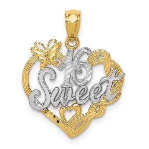 Black Bow Jewelry 14k Yellow Gold and Rhodium Sweet 16 Butterfly Heart Pendant, 18mm - 1 of 4