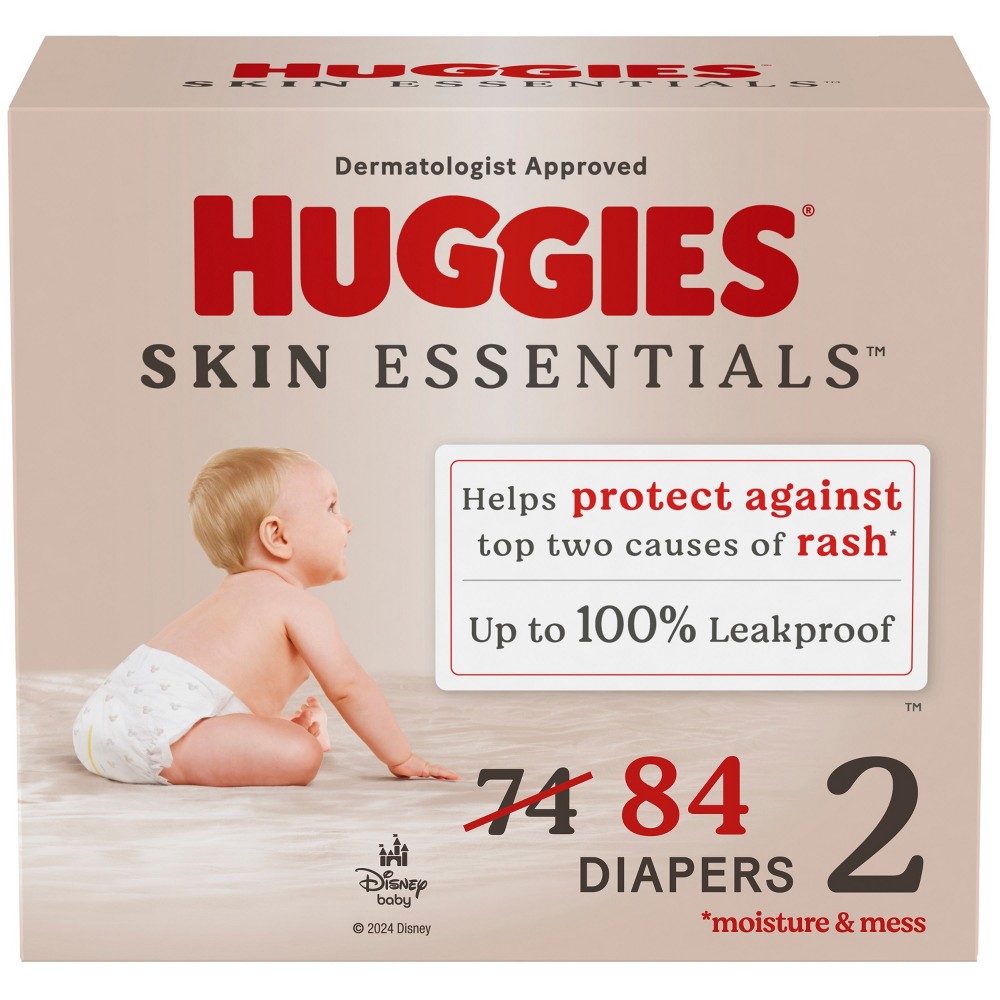Size 2 Huggies Skin Essentials Diapers Super Pack - - 84ct