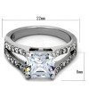 Slickblue Fashion Ring for Women, Square Clear CZ Center with Two Pave Rows, Silver Polished Steel, Size 5–10 - 2 of 4