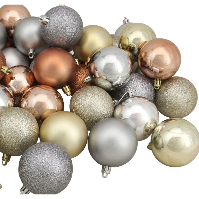 Northlight 60ct Shatterproof 3-Finish Christmas Ball Ornament Set 2.5" - Gold/Silver, 3 of 4