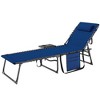 Outsunny Folding Chaise Lounge Chair Outdoor Tanning Chair with 5-Level Adjustable Back, Side Table, Pillow, Pocket for Yard, Beach, Pool, Dark Blue - 4 of 4