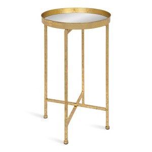 Kate and Laurel Celia Round Metal Tea Table, 14x14x25.75, Gold and Mirror - 1 of 4