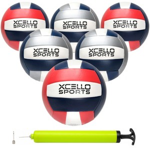 Xcello Sports Volleyball Assorted Graphics with Pump Navy/Silver, Navy/Red (Pack of 6) - 1 of 4