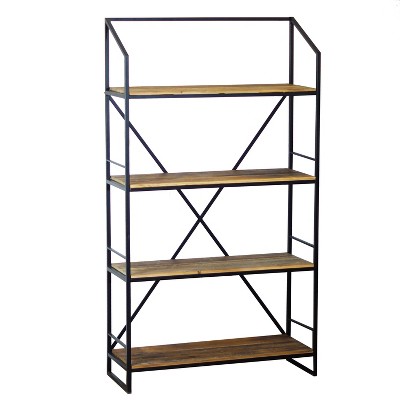 VIP Wood 59 in. Brown 4-Level Wall Shelf with Rear Reinforcement