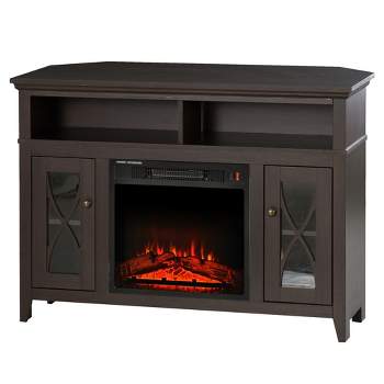 HOMCOM Electric Fireplace TV Stand for 50", Media Console Center Cabinet with 2 Shelves and 2 Cabinets with Adjustable Shelves for Corner