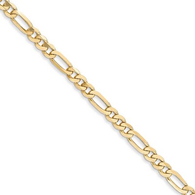Black Bow Jewelry 3mm, 14k Yellow Gold, Flat Figaro Chain Necklace