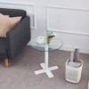 MAYEERTY Tempered Clear Rould Glass Dinning Table with White Leg - 2 of 4