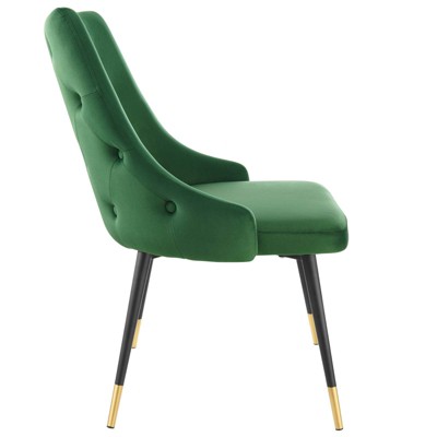 Emerald Velvet Upholstered Side Chair with Metal Accents