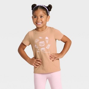 Toddler Girls' Short Sleeve Snack Connoisseur Graphic T-Shirt - Cat & Jack™ Light Brown - 1 of 4