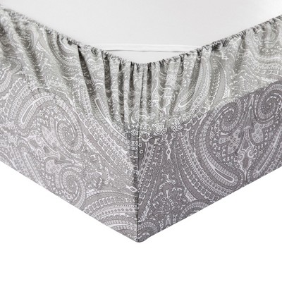 Paisley Gray Full Size Cotton Microfiber 6 Piece Sheet Set