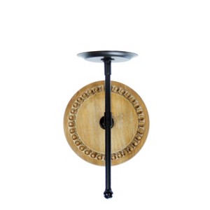 VIP Wood 12 in. Brown Mounted Round Wall Sconce - 1 of 4