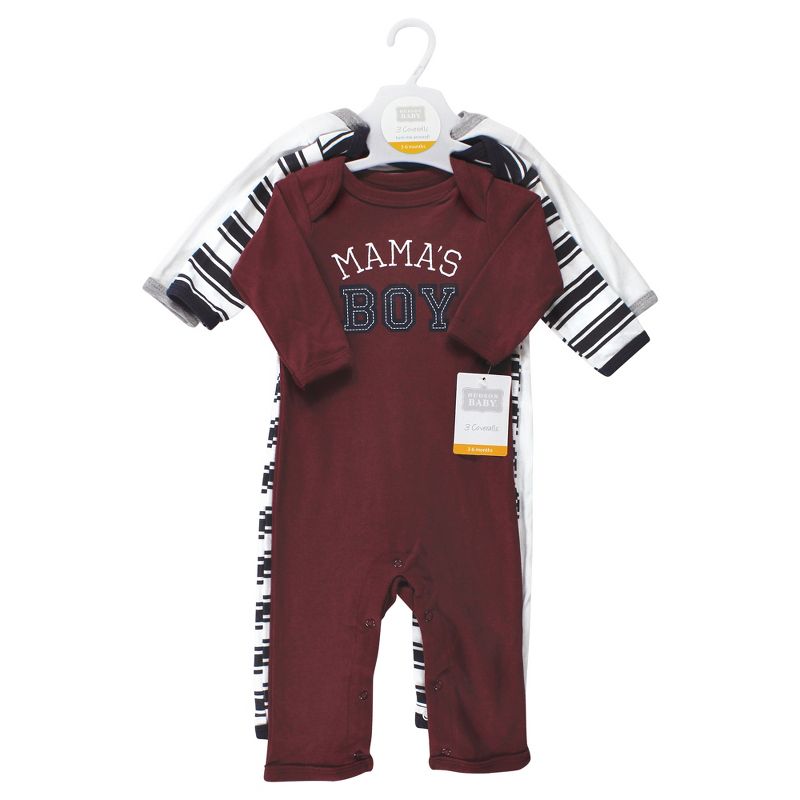 Hudson Baby Infant Boys Cotton Coveralls, Mamas Boy, 2 of 6