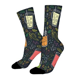 Delicious Vegan Drinks Women Printed Crew Socks Funny Funky Socks Soft Polyester Novelty Gifts for Artists Men - 1 of 1