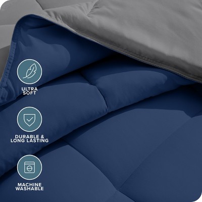 Twin XL Dark Blue and Grey Reversible Down Alternative Comforter