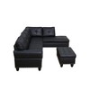 DOMETOUR Modern Black Faux Leather 3 Piece Sofa Set - Sleek & Durable Living Room Furniture - 3 of 4