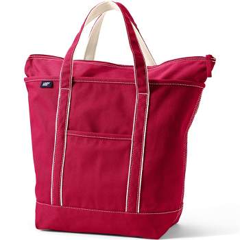  Lands' End Solid Long Handle Open Top Canvas Tote Deep Scarlet  No SzMedium : Clothing, Shoes & Jewelry