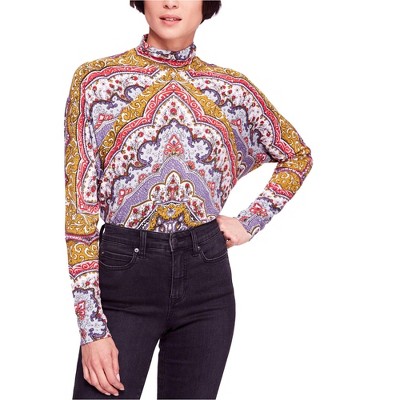 Free People Womens Chase Me Knit Blouse, Multicoloured, X-Small