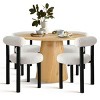 Dwen+Shaun 5-Piece Dining Table Set for 4, 46" Manufactured Grain and 4 Round Seat Beige Boucle Dining Room Chairs -Maison Boucle - 2 of 4