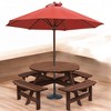 8-Person Wooden Picnic Table with 4 Built-in Benches, Outdoor Camping Dining Table with Umbrella Hole for Garden, Patio, DIY Customizable - 3 of 4