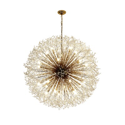 LLHZSY 20-Light Glam Firework Crystal Chandelier Dandelion Pendant Light Fixture-Gold-43 7/10 in.W