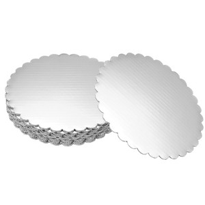 Unique Bargains Disposable Greaseproof Cardboard Scalloped Cake Platters 10 Pcs - 1 of 4