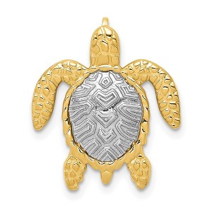 Black Bow Jewelry 14k Yellow and White Gold, Two Tone Sea Turtle Slide, 20mm - 1 of 4