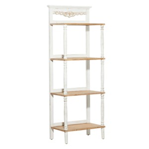 Farmhouse Pine Wood Shelving Unit White - Olivia & May: 4-Tier Bookcase, Tall Storage Organizer - 1 of 4