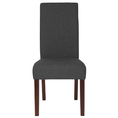 High Parsons Light Gray Fabric Side Chair with Mahogany Wood Legs