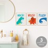 Big Dot of Happiness Roar Dinosaur - Unframed Wash, Brush, Flush - Dino Mite Trex Bathroom Wall Art - 8 x 10 inches - Set of 3 Prints - 2 of 4