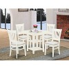 5-Piece Linen White Finish Solid Wood Top - Round Dining Room Set Seats-4 - 2 of 4