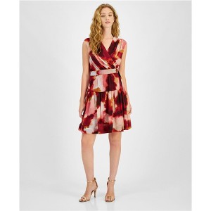Taylor Womens Chiffon Belted Fit & Flare Dress - 1 of 1