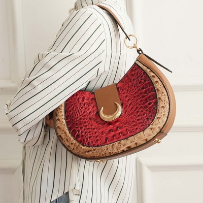 MKF Collection Shoulder Crossbody Bag Half-Moon Croc-Embossed Snap Closure, Jain | MKF Collection by Mia K - Yellow — фото 2